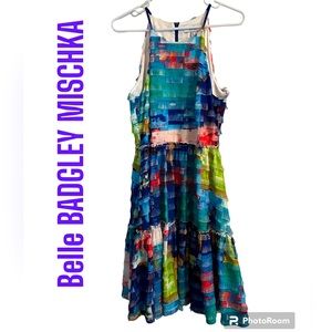 Belle BADGLEY MISCHKA | Tiered Watercolor Dress | Size 10
